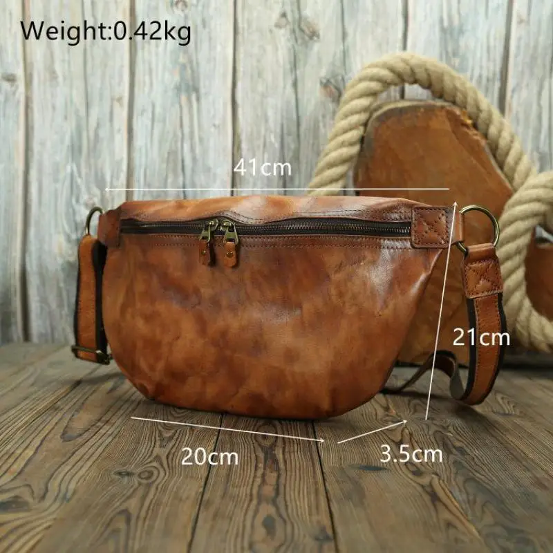 Imagem -02 - Johnature-bolsa de Peito Vintage de Couro Genuíno para Homens Couro Real Natural Cor Sólida Viagem de Lazer Ombro Novo 2024