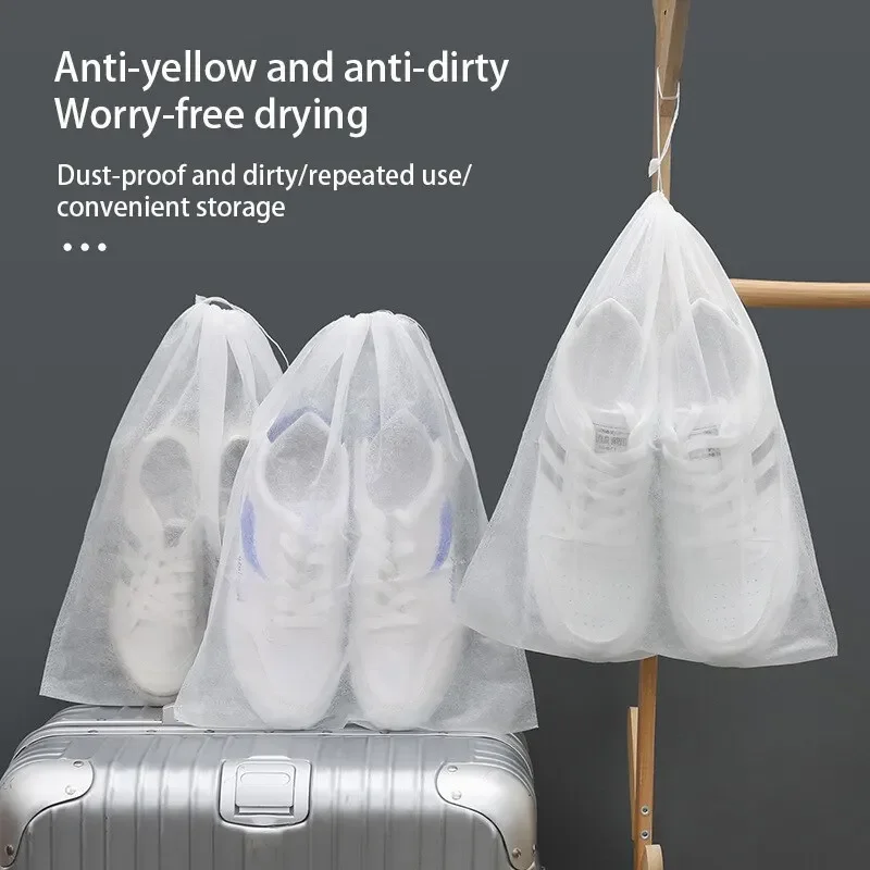 10pcs/20pcs Shoes Storage Bag Closet Organizer Non Woven Travel Portable Dust Proof Pocket Clothing Classified Hanging Bags image 2