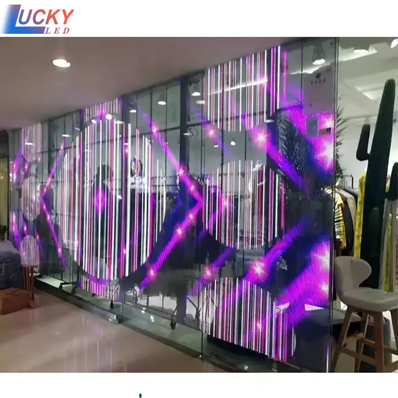 

Indoor Ultra P3.9 Led Transparent Display Glass Window Video Playing LED Grille Film Transparent Display Screen