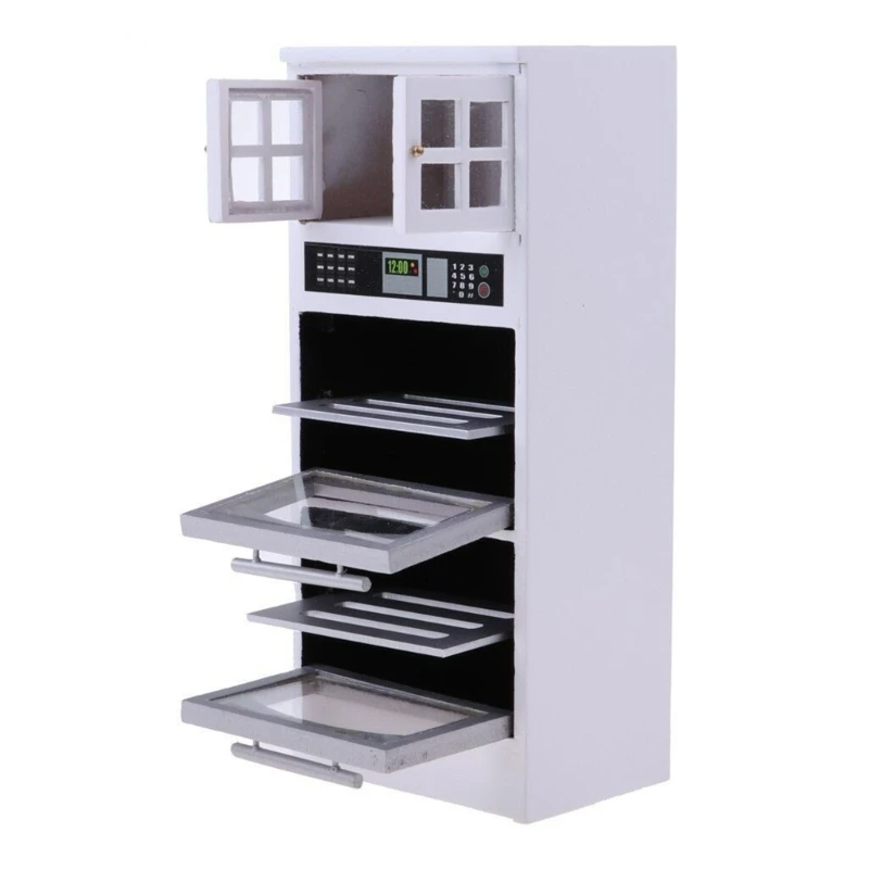 Creative Play Miniature Toy Set For Doll House Microwave Cupboard Cabinet 1/12 Scale Kitchen Scene