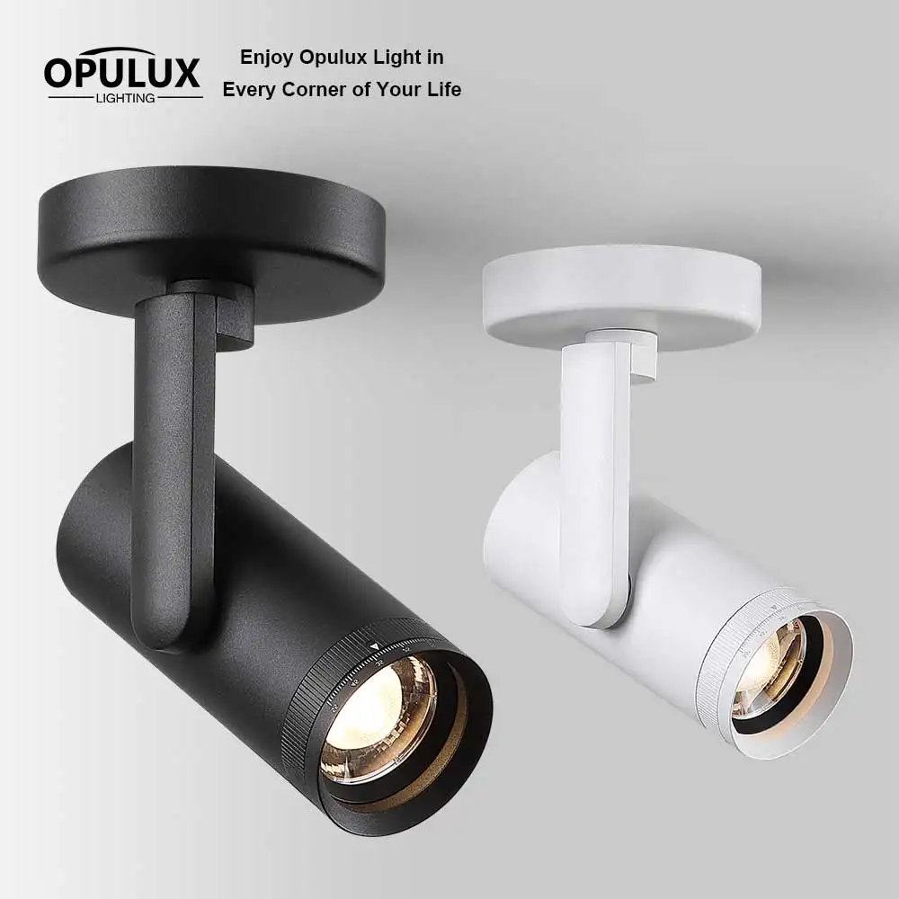 Opulux 12W LED Dimmable Zoomable Ceiling Spotlight Indoor –Adjustable Surface Mount Accent Beam Angle 10-55° CRI 97 Flicker-Free