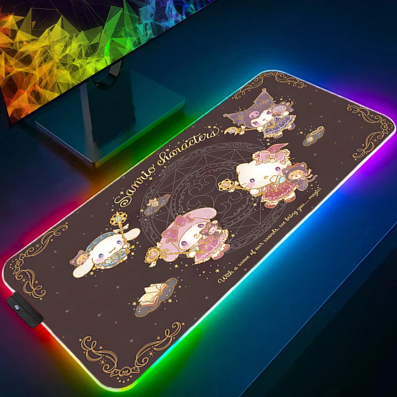 Alas Mouse LED Pochacco Gaming Notebook Lock Edge Backlight Aksesori RGB Mousepad Gamer PC Completo Alas Meja Keyboard Komputer