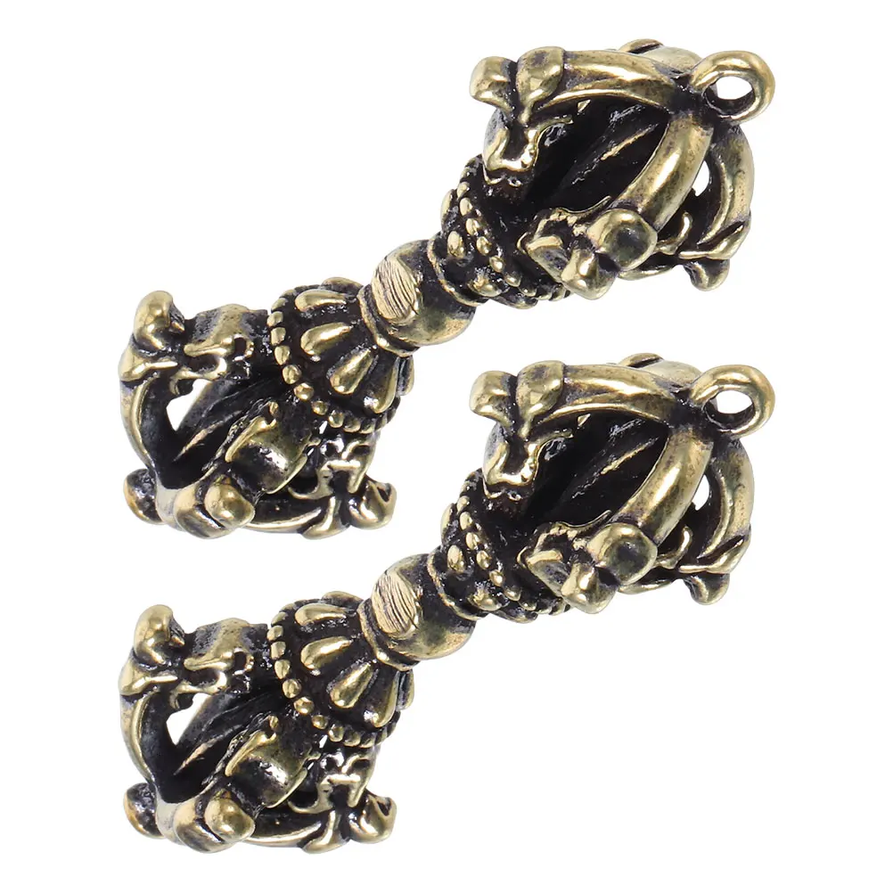 

2pcs Vajra Pendant Retro Tibetan Charm Brass Keychain Necklace Dorje Phurba Engraved Jewelry Accessories
