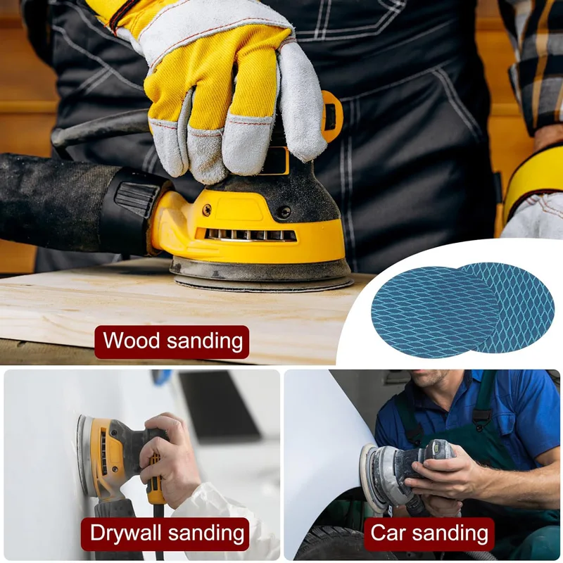 10pcs Blue Sanding Disc 5inch 125mm Orbital Sander Sandpaper Hook and Loop Abrasive Tools For Anti Blocking Rhombus Sanding Disc