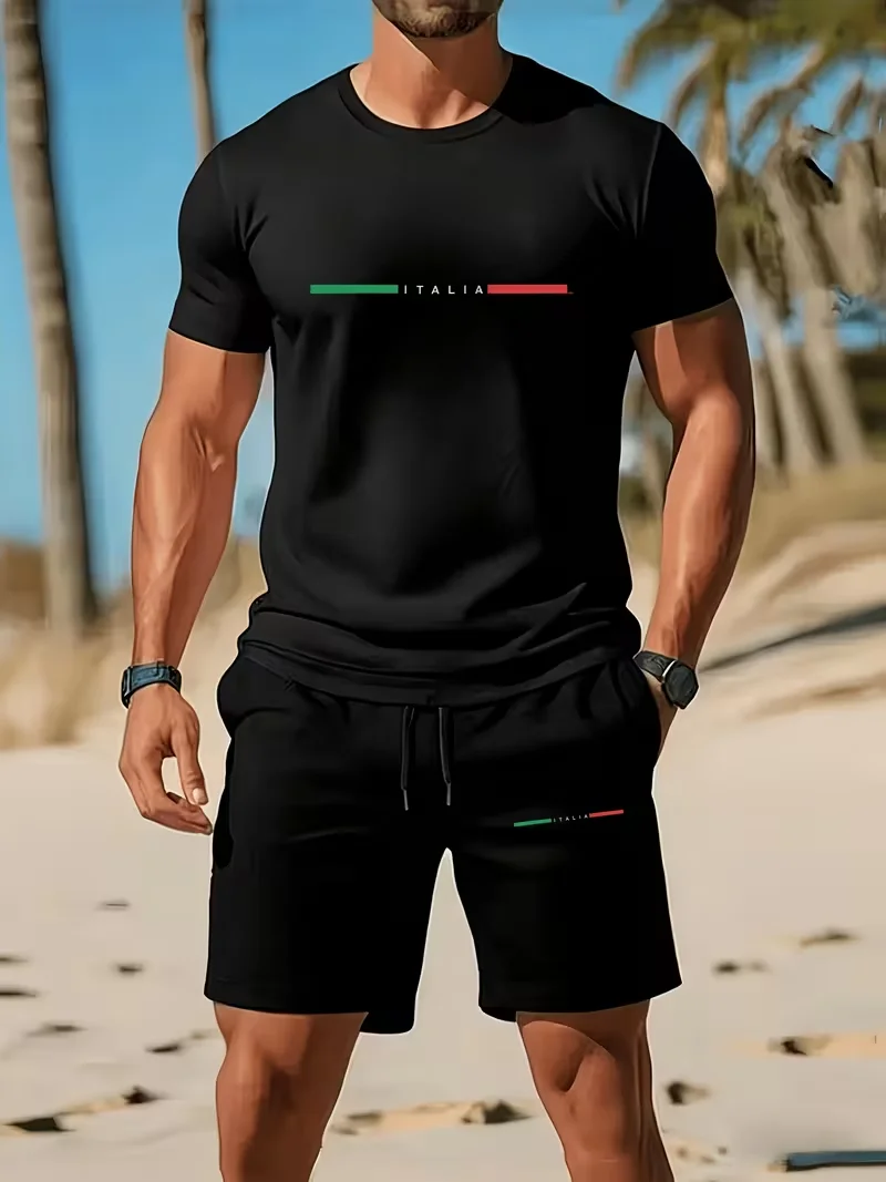 

New Street Trendy Men's Summer Breathable Sportswear Short Sleeve Shorts Lightweight Quick Drying Comfortable Fashionable Sports