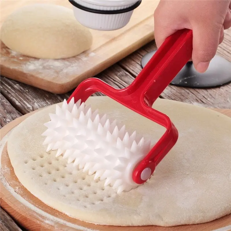 AB46-Pizza Dough Docker Roller With Spikes For Cookie Dumpling Pizza Rolling Pin Pastry Roller Holes Maker