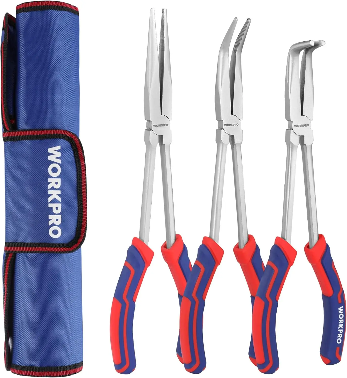 

Набор из 3 длинных плоскогубцев, 11-дюймовые удлиненные плоскогубцы с прямым и изогнутым (90°) носиком ° & 45 ° Изогнутые наконечники для узких пространств