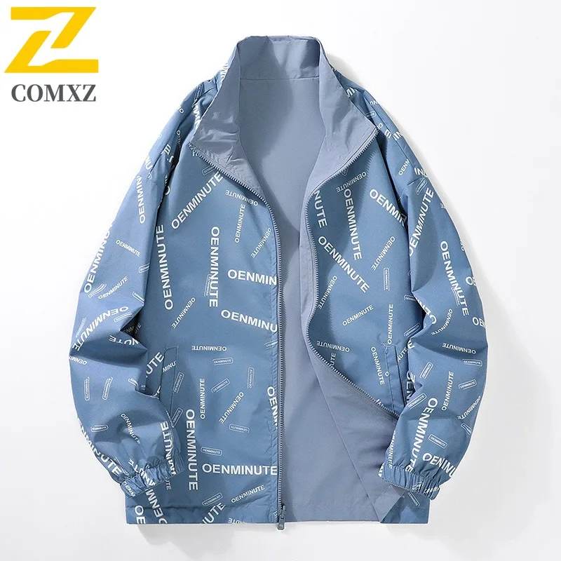 

COMXZ Preppy Jacket Windproof Outdoor Adventure Cycling Climbing Baseball Collar Lightweight Men Clothing Outerwear windbreaker