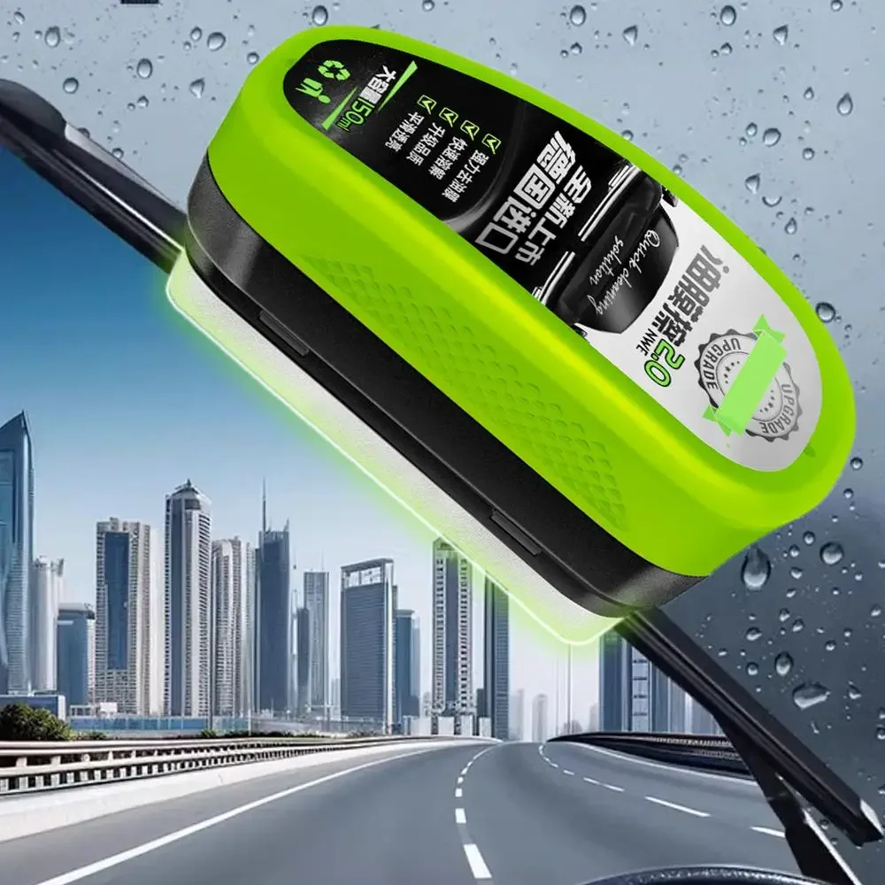 Car Glass Watermark Cleaner Oil Film Remover Brush With Refillable Liquid For Auto Windshield Dirt Removal Anti Fog Safety Drive