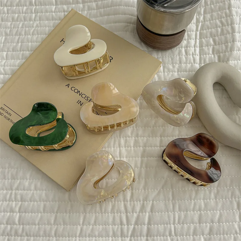 1PC 여성용 상어 발톱 헤어 클립 불규칙한 아세테이트 독특한 머리 뒤쪽 고르지 않은 디자인 세련된 헤어 액세서리