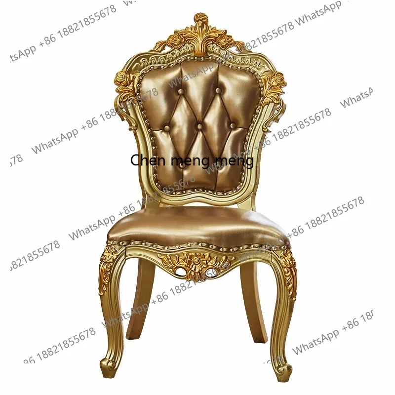 كرسي طعام أوروبي فاخر من الخشب الصلب بالكامل من الطبقة الأولى من جلد البقر كرسي ترفيهي للفيلا كرسي أمريكي #4