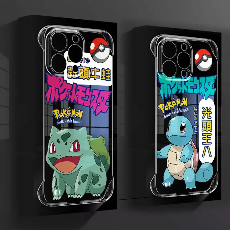 phone case for Apple iphone 16 15 pro max cases 11 16plus 12 14 13 borderless cooling clear fundas Bulbasaur Squirtle Cool Duck