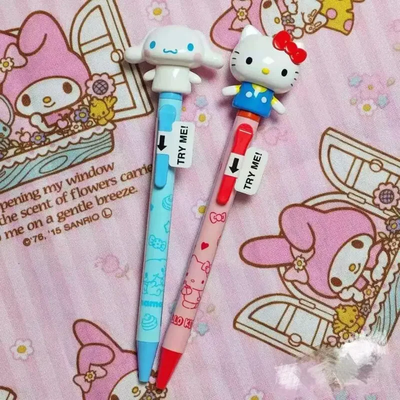 Anime Hello Kitty Cheer Up Pen Cinnamoroll Kuromi Gel Pen Melody Swinging Arm Fun Pen Speed Drying Student Christmas Gifts view 4