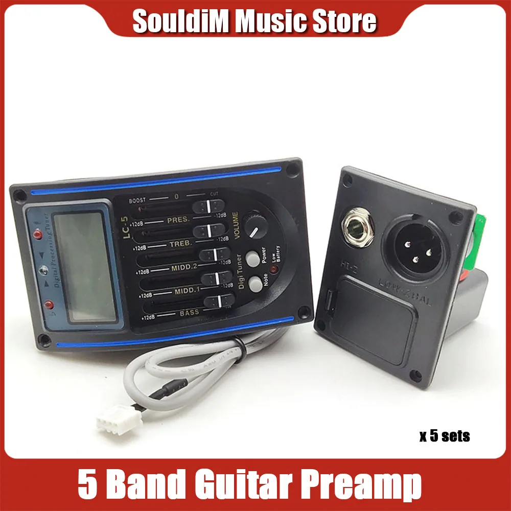 

5pcs LC-5 5 Bands Acoustic Guitar Pickup EQ Equalizer LCD Tuner Piezo Pickup Guitar Parts