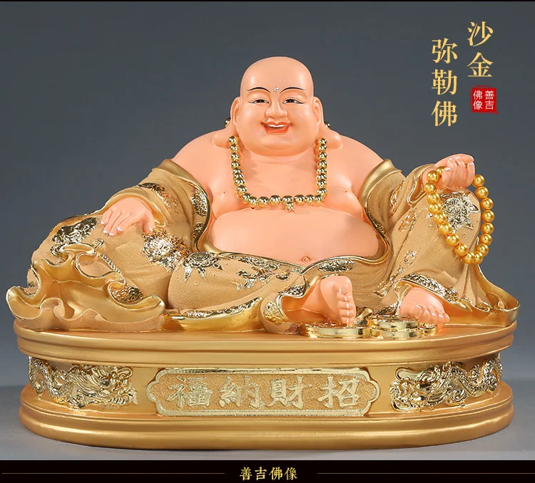 large Southeast Asia HOME SHOP company brisk thriving business GOOD LUCK Golden wealth God Maitreya Buddha FENG SHUI statue