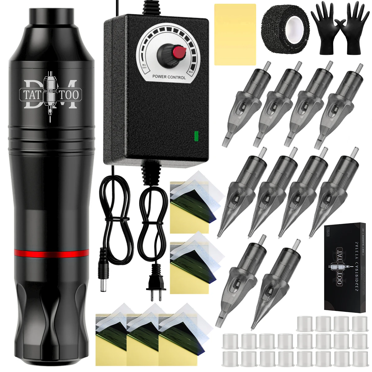 

Комплект беспроводной тату-машины DM, роторная тату-машинка для перманентного макияжа, комплект с игл-картриджем, чашка для чернил для начинающих