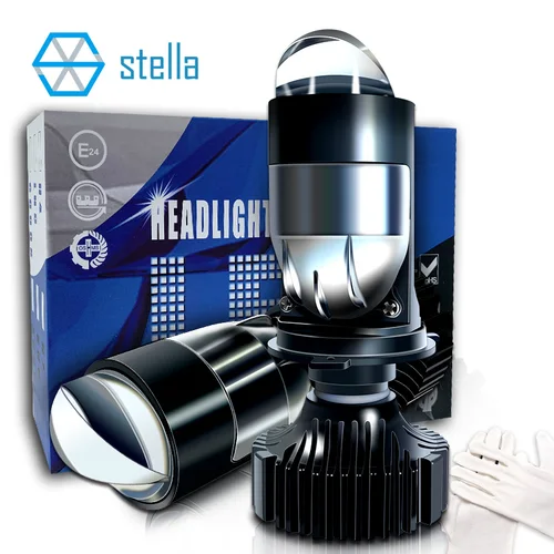 Imagen 1 del producto Stella nueva lámpara automática Mini lente LED H4 bombillas faro para coches luz alta proyector de luz baja Turbo ventilador 6000k iluminación de Color blanco