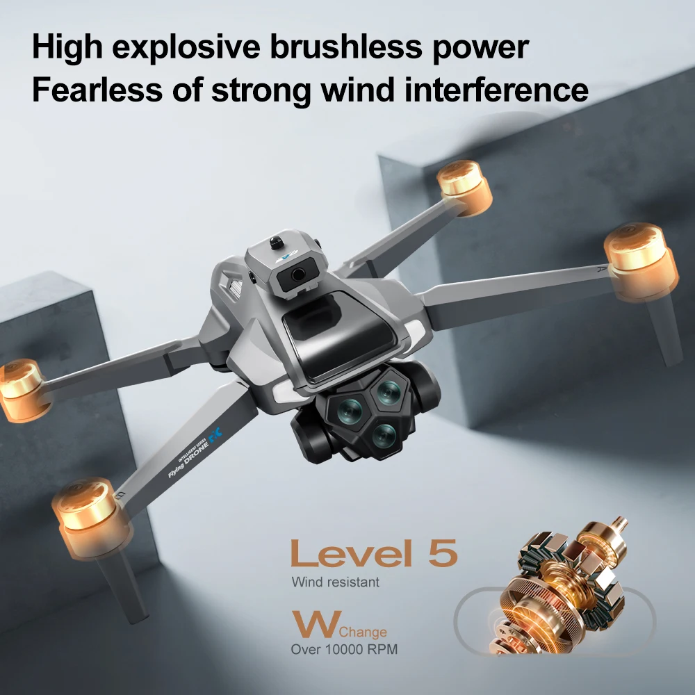 GISAEV M66Drone Screen Remote and Triple Battery,4K Camera Brushless Motor Foldable Drone,Smart Obstacle Avoidance RC Quadcopter