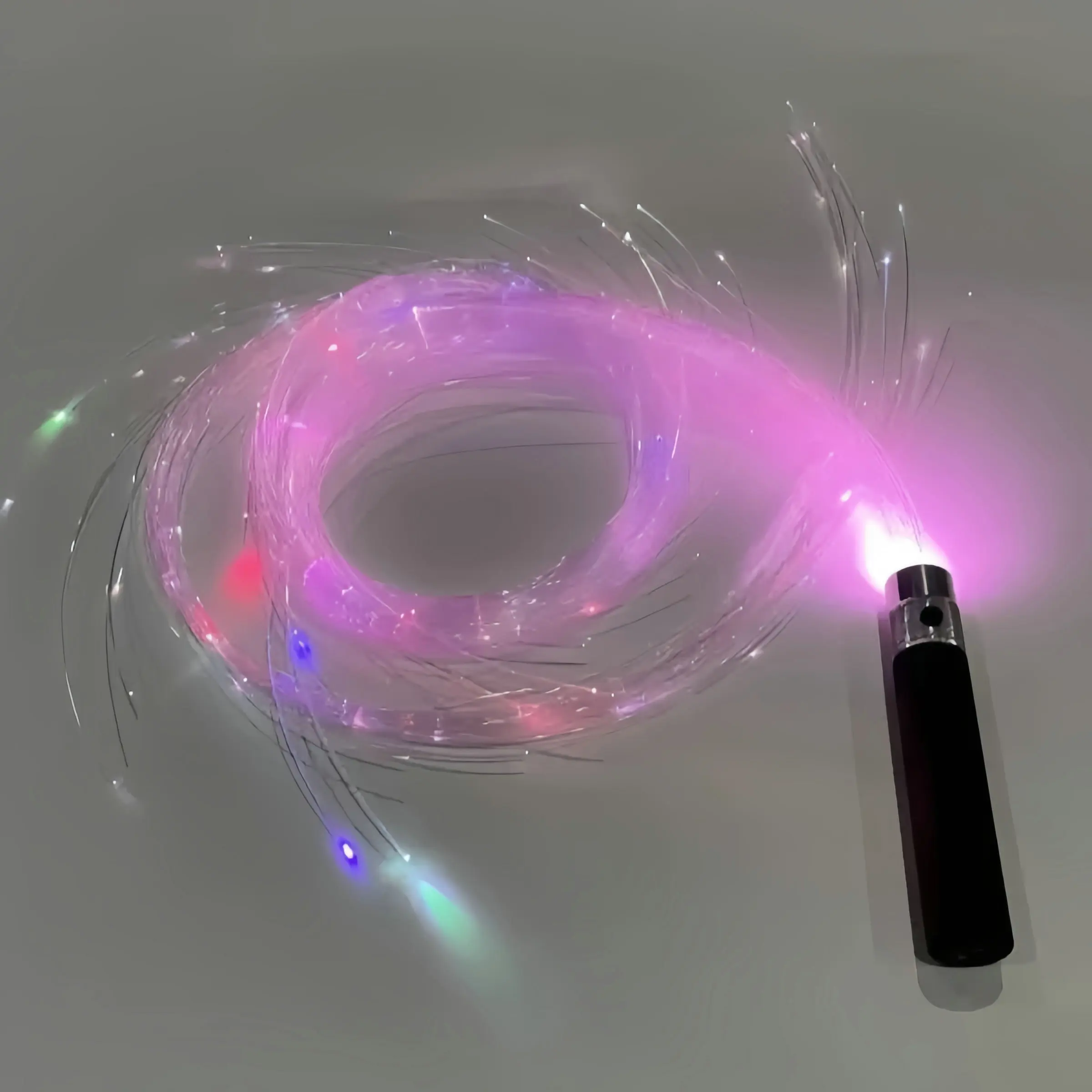 6ft Fiber Optic Dancing Whip USB Rechargeable 360°Swivel Rainbow LED Light Effect Great for Rave Party Light Shows Music Festiva