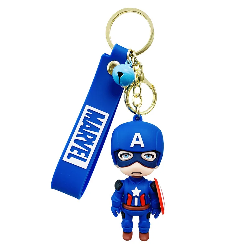 Disney Stereo Cute Marvel spiderman Captain America Keychain Key ring Creative Cartoon Mobile Phone Bag Car Pendant Fun Keychain