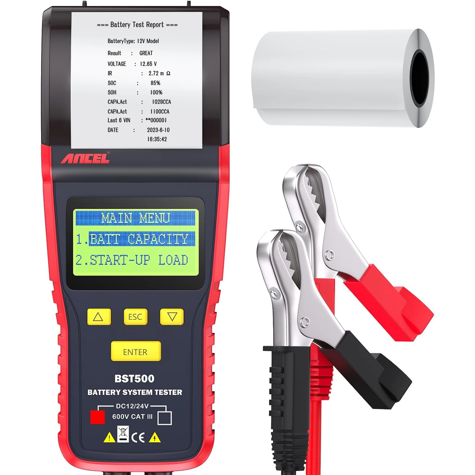 

New ANCEL BST500 12/24V Car Battery Tester Battery Analyzer Built-In Thermal Printer with Printer Load Tester Automotive Tester