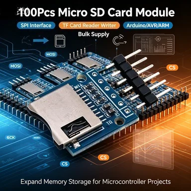 100Pcs Micro SD Storage Expansion Board, TF Card Adapter 3.3V/5V for Data Logger