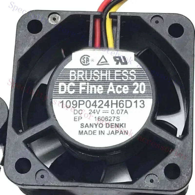 AAA+ Sanyo Denki 109P0424H6D13 Double DC 24V 0.07A 40X40X20Mm 3-Wire Server Cooling Fan