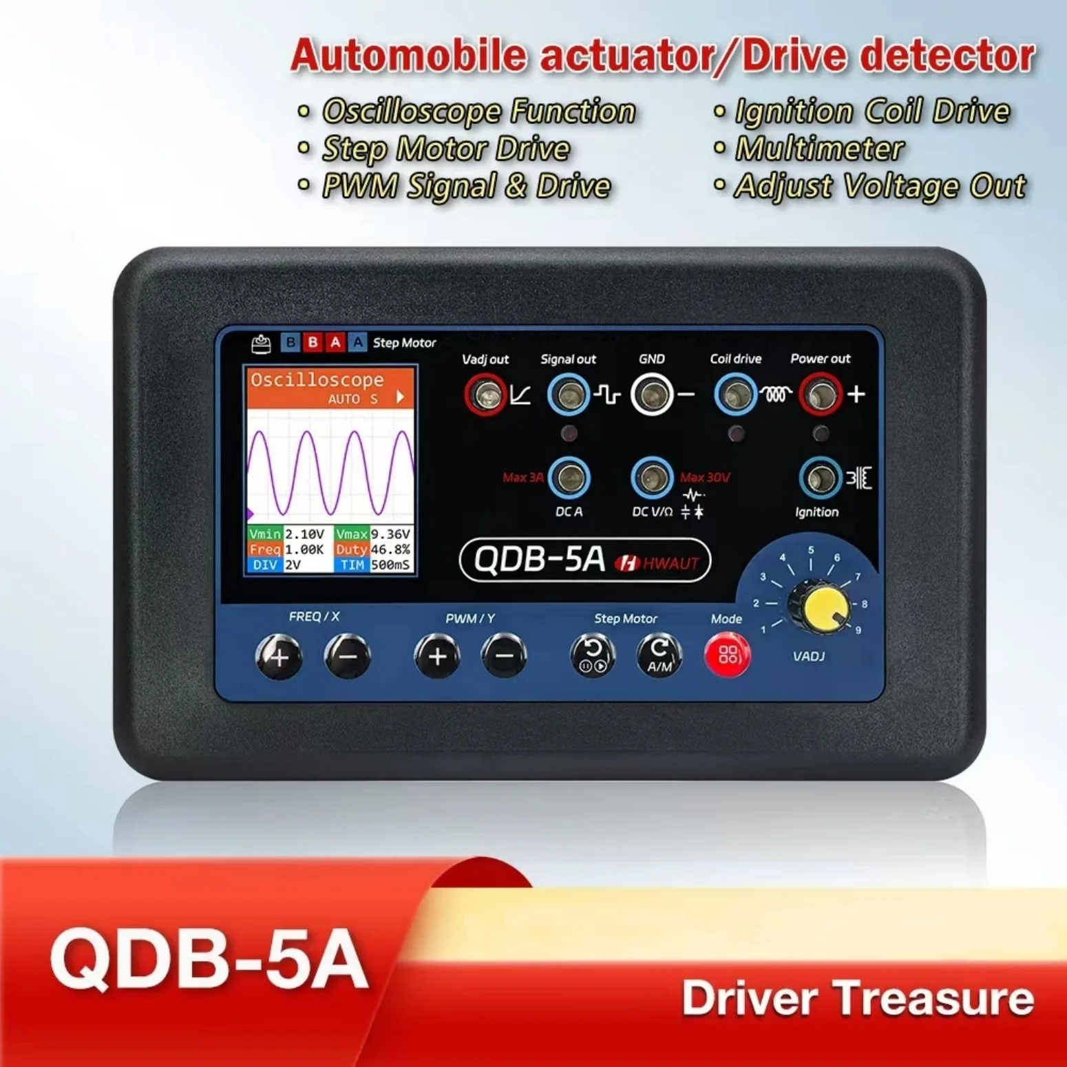 

QDB 5A Automotive Actuator Drive Tester Support Oscilloscope Multimeter Stepper Motor Ignition Coil and PWM Signal Drive Tester
