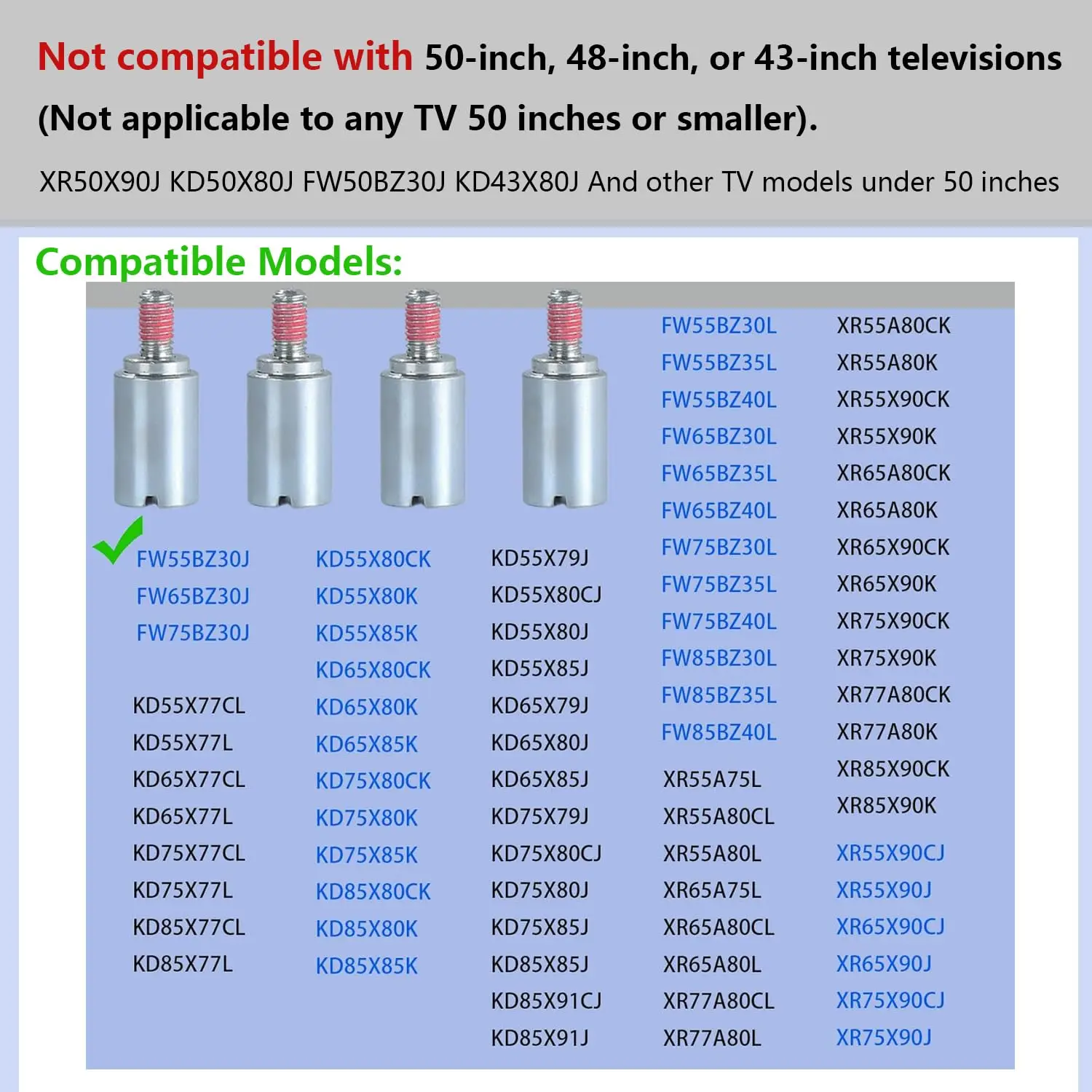 Screw VESA Spacer Compatible with for Sony TV Wall Mount Adapter XR 55 65 75 77 85 X80K X90K X80L X90L FW55BZ30J FW65BZ30J