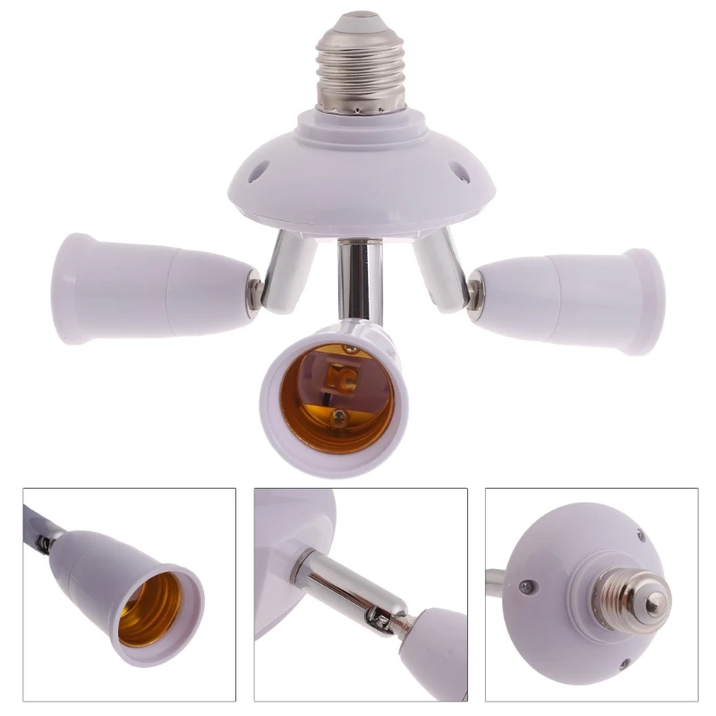 Multifunctional E27 to E27 Base Light Holder Lamp Bulb Socket Splitter Adapter