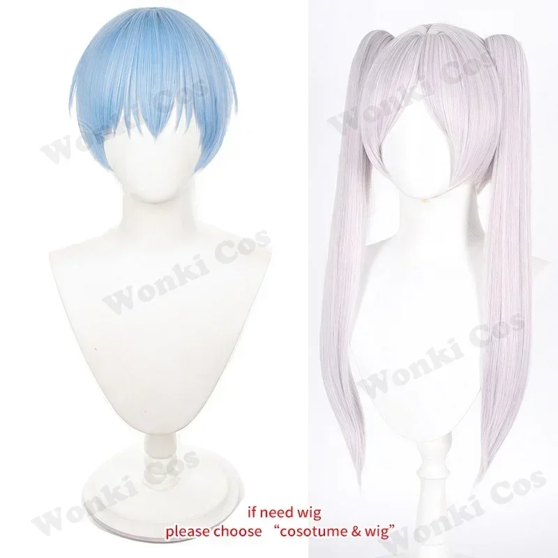 Anime Freeze Cosplay Costume Sky Cheery Cosplay Freeze Wig Short Hair for Men Women Party Outfits with Cloak