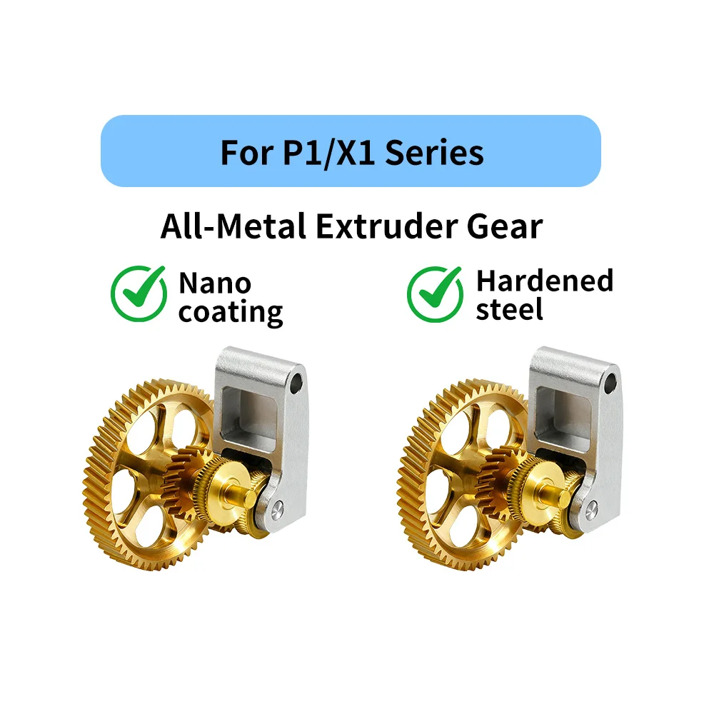 Extruder Gear Kit All-Metal RNC Nano-Coated High Strength CNC Hardened Steel Claw Gear for P1P P1S X1C A1 A1 Mini 3D Printer