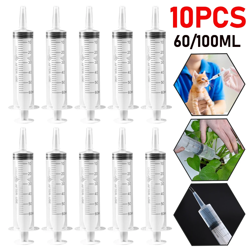 60ml/100ML Feeding Syringe Glue Filling Enema Syringe Nutrient Sterile Without Needle Watering for Industrial Hydroponics