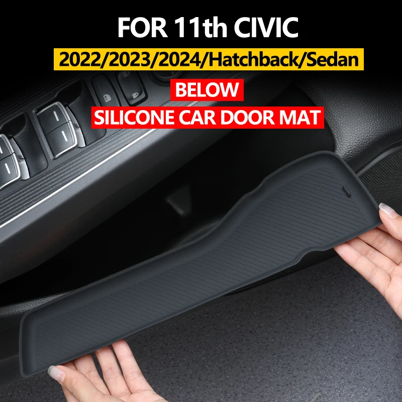 Para 2022-2025 11th Civic Sedan Si Type R Hatchback Hybrid, alça de porta almofada antiderrapante, almofada de ranhura de porta, almofada de armazenamento, preto