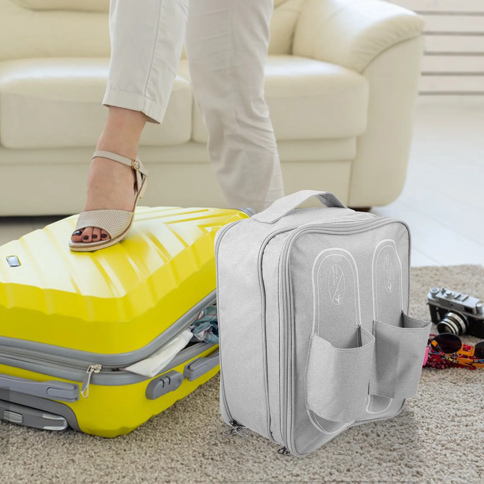 Stylish Travel Shoe Bag Dustproof Shoe Storage Pouch Made of Tough Oxford Fabric with Internal Compartment for Clean Organized