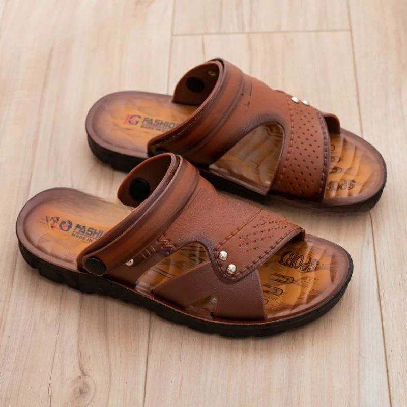 صنادل جلدية خارجية بمقدمة مفتوحة ، شباشب شاطئ صيفية ، مانعة للانزلاق ، أحذية مزدوجة الغرض تسمح بتنفس الهواء ، صنادل مريحة غير رسمية ، جديدة #4