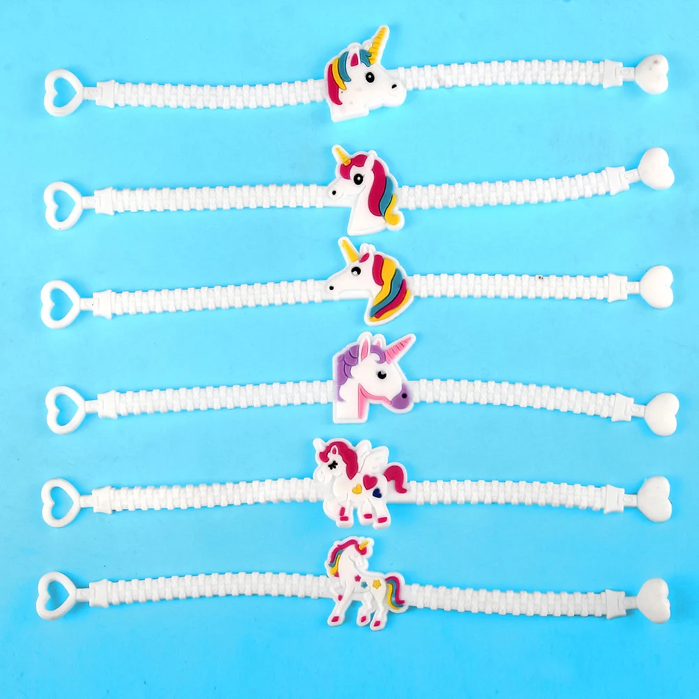 

25pcs Unicorn Silicone Wristbands Rainbow Charm Stretchy Adjustable Rubber Bracelets Skin-Friendly Odorless For Kids Boys Girls