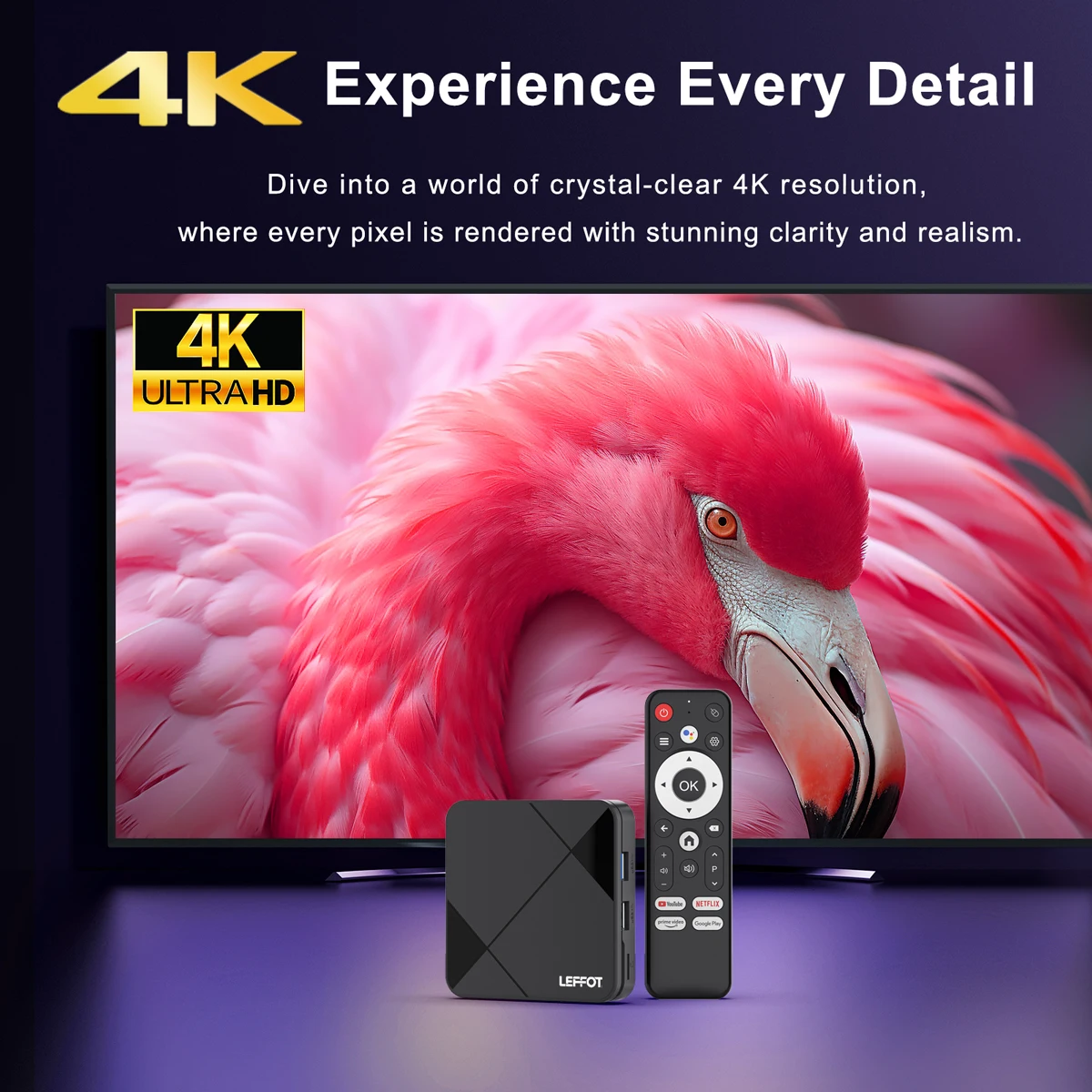 LEFFOT RK3518 Android 14.0 Smart TV Box رباعي النواة 4K HD Wifi6 BT5.4 مساعد صوتي مشغل الوسائط RK3518 فك التشفير