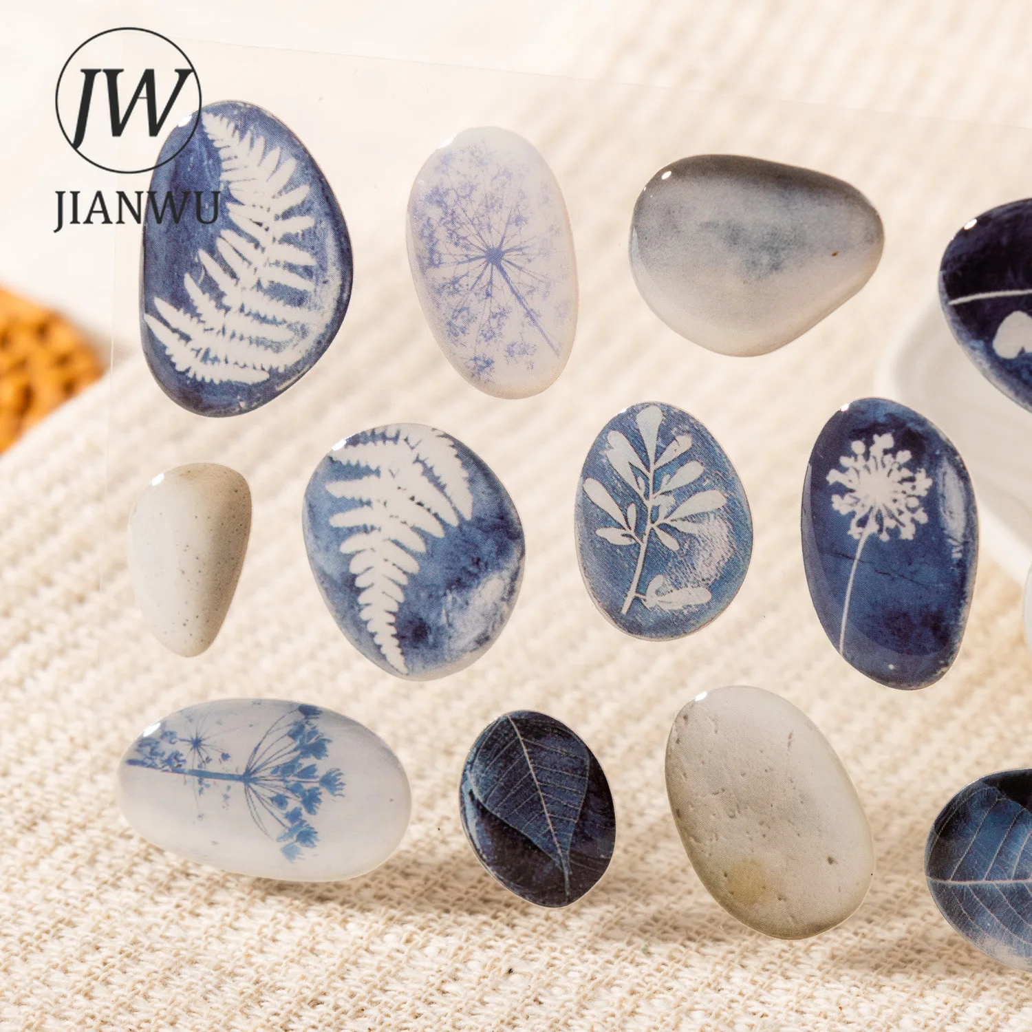 JIANWU Pebble World Series Vintage piedra paisaje Material Collage Scrapbooking pegamento pegatina creativa DIY diario papelería