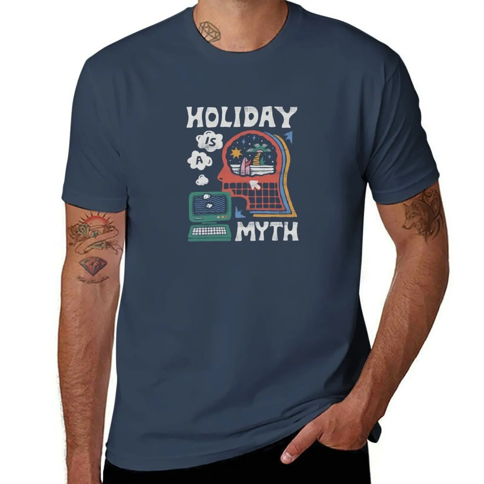 a Holiday MYTH is T-Shirt Active Wear Sports T-Shirt for Men