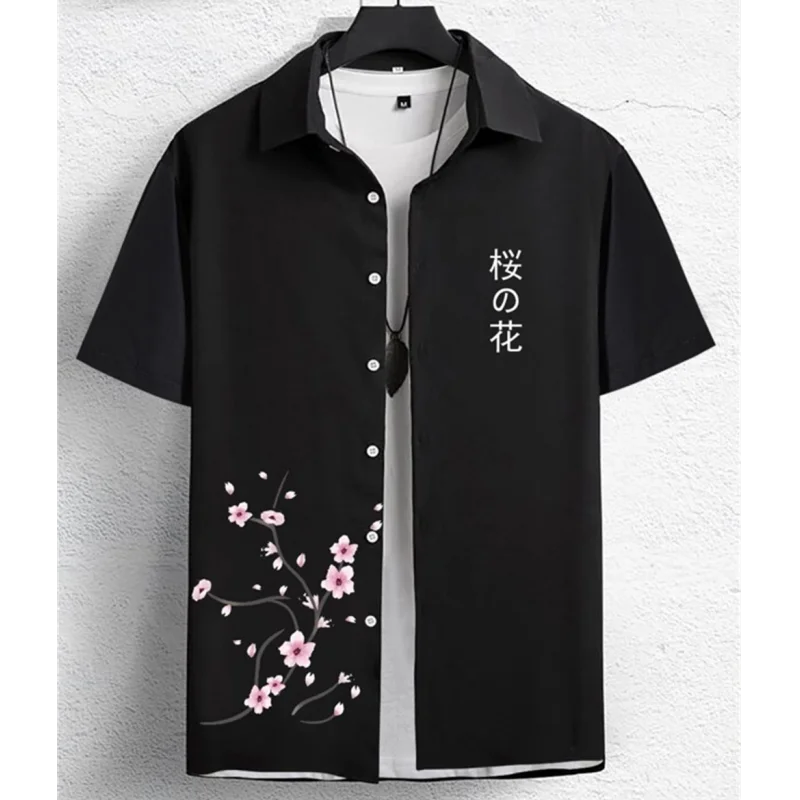 Hawaiian Men'S Shirt 3d Flower&Text Printing Beach Party Sweatshirt Loose Oversized Shirt And Blouse High-Quality Men Clothing