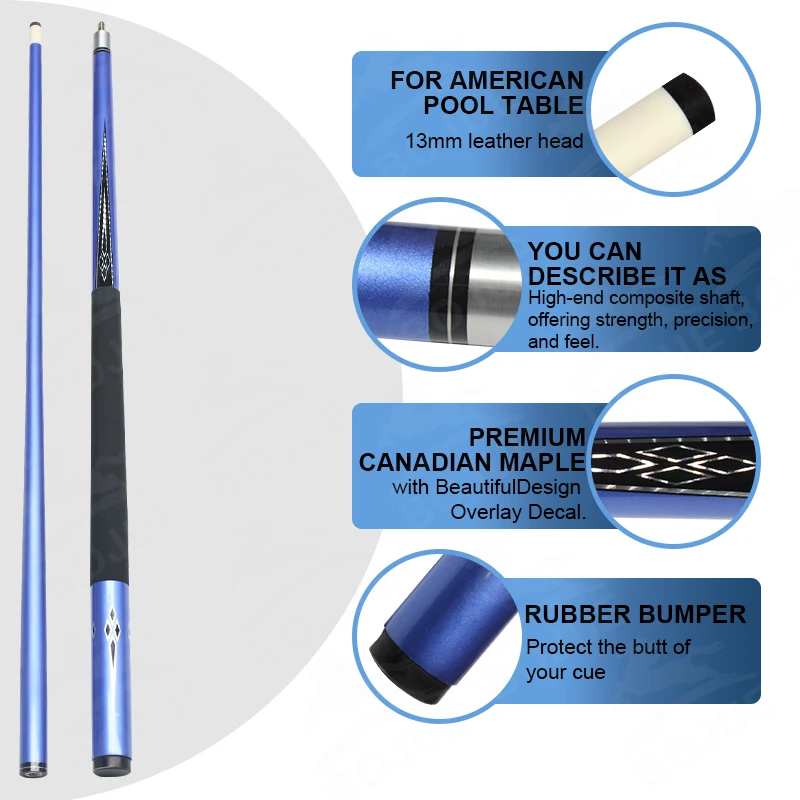 

2025Handmade 13mm Stainless Steel Tip 10mm Carbon Cue Stick with Maple Wood Shaft Break Jump Cue for Pool Sports