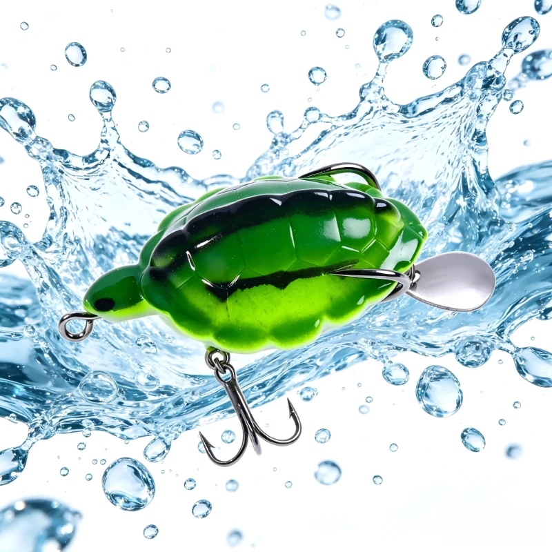 Fishing Lure Blade Bait - เหยื่อตกปลาแบบนิ่มรูปทรงเต่า 5 ชิ้น พร้อมตะขอคู่ ใบพัดหมุน เหยื่อปลอมสำหรับตกปลาผิวน้ำ