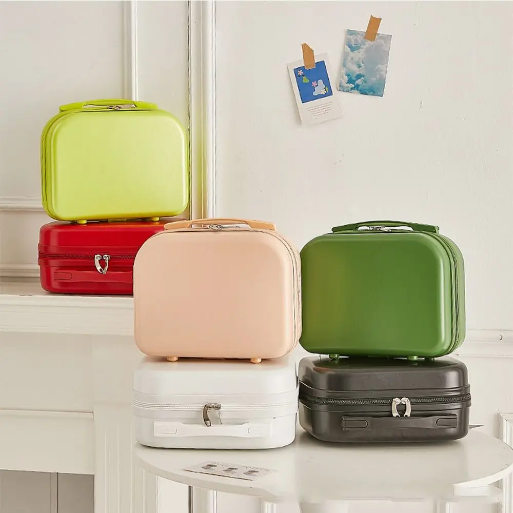 Storage Toiletry Box Solid Color Suitcase Organizer Case Mini Luggage Makeup Case Square Box Zipper Luggage