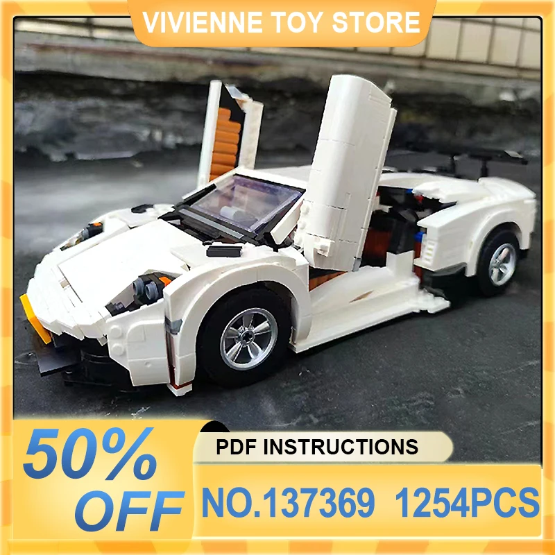 MOC 137369 Technical White Super Sports Car Compatible 10295 Speed Vehicle Blocks Brick Educational Toys Christmas Gift Boy Kids