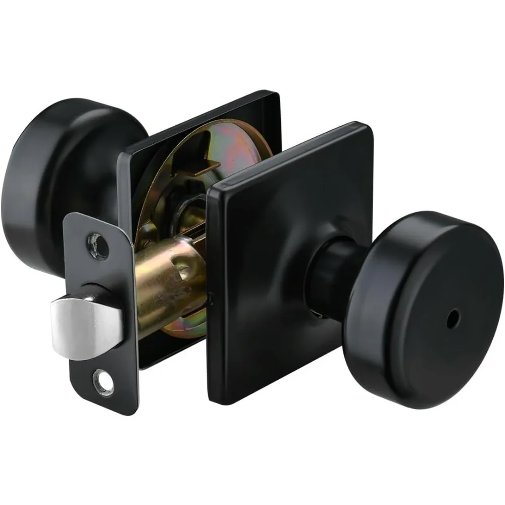 

Black Door Knobs with Square Rosette,Pismo Door Knob with Lock,Privacy Door Handles Interior for Bath & Bed