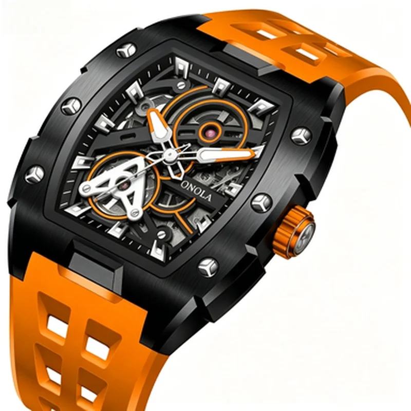 Men Luxury Skeleton Self-winding Mechanical Wristwatch New Fashion Automatic Waterproof Male Daily Watch