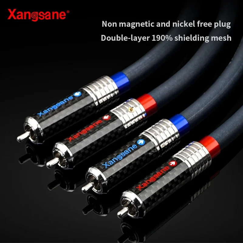Xangsane-cable hifi rca 4N, Plata de Ley, 1mm, 2 núcleos, amplificador de potencia, tarjeta de sonido, cable de conexión decodificación, enchufe hifirca