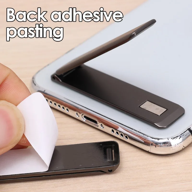 Supporto per telefono magnetico Staffa per cavalletto per telefono autoadesiva in metallo Supporto per telefono cellulare da tavolo pieghevole invisibile ultra sottile