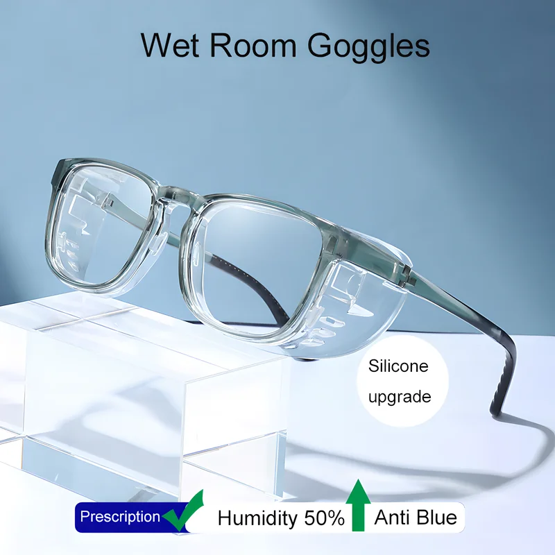 Upgraded Wet Room Moisturizing Goggles Anti Pollen/Fog/Dust Windproof Prescription Silicone Blue Light Glasses Anti Dry Eye